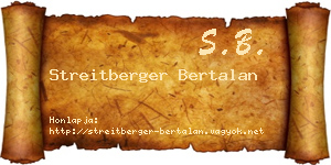 Streitberger Bertalan névjegykártya